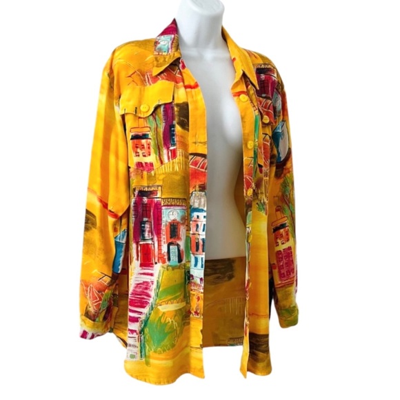 Vintage Saint Germain Paris Oversized Button Up Top Wearable Art - Picture 6 of 13